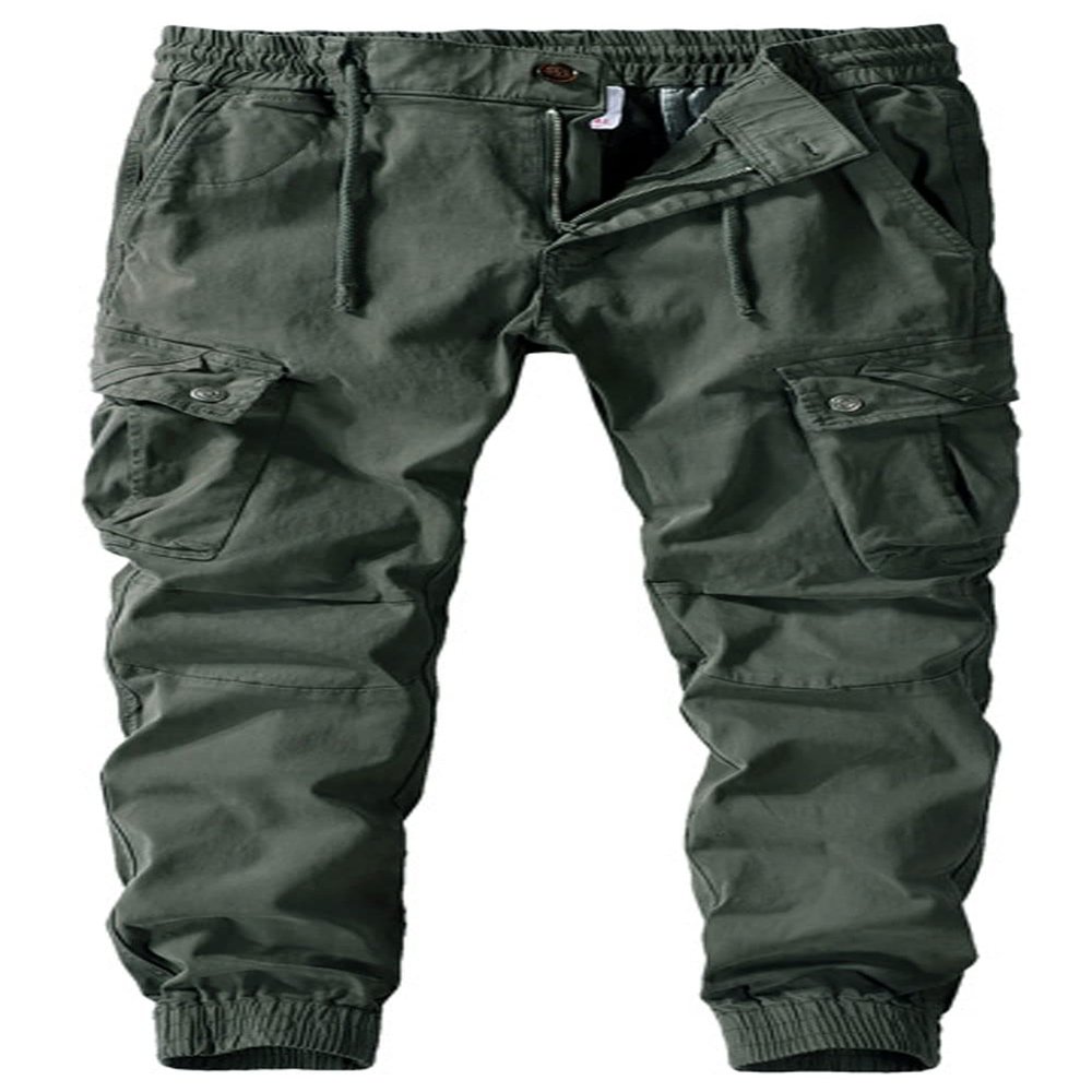 CHARTOU Men Stretch Waist Cargo Pants Work Pants Lightweight Outdoor Tactical Jogger Pants Pocket (Large,Green)