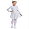 FEESHOW Youth Girls Shiny Rhinestones Mesh Long Sleeves Figure Ice Skating Ballet Dance Leotard Gymnastic Dress White 6 Years view 1