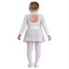 FEESHOW Youth Girls Shiny Rhinestones Mesh Long Sleeves Figure Ice Skating Ballet Dance Leotard Gymnastic Dress White 6 Years view 2