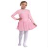 FEESHOW Youth Girls Shiny Rhinestones Mesh Long Sleeves Figure Ice Skating Ballet Dance Leotard Gymnastic Dress Pink 12 Years