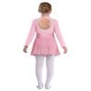 FEESHOW Youth Girls Shiny Rhinestones Mesh Long Sleeves Figure Ice Skating Ballet Dance Leotard Gymnastic Dress Pink 12 Years view 2