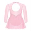 FEESHOW Youth Girls Shiny Rhinestones Mesh Long Sleeves Figure Ice Skating Ballet Dance Leotard Gymnastic Dress Pink 12 Years view 4