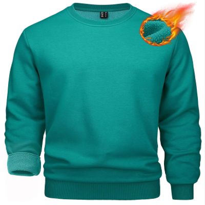MAGCOMSEN Men's Fleece Crewneck Sweatshirt - Sherpa Lined - Emerald Green