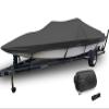LDIW 11-27FT Waterproof Boat Cover 420D Oxford Fabric UV Resistant Boat Cover fits V-Hull, TRI-Hull, Pro-Style, Fishing Ski, Runabout, Bass Boat,Black,20~22FT: 700x254cm view 1
