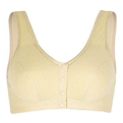 Silicone Breast Prosthesis Mastectomy Cotton Bra with Pockets Wireless Sports Bras Tank for Middle Elderly Women (Color : Beige, Size : 80/36ABC)