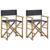 vidaXL Folding Director's Chairs 2 Pcs, Foldable Director's Chair with Fabric Seat Cover, Camping Chair for Garden, Dark Gray Bamboo and Fabric view 1