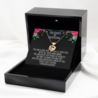 Heart Knot Gold Necklace Luxury Box Doctor of Education Gifts, EDD Graduation Gift, EDD Graduation Gift for Her, Doctor of Education Gift, EDD Mug,