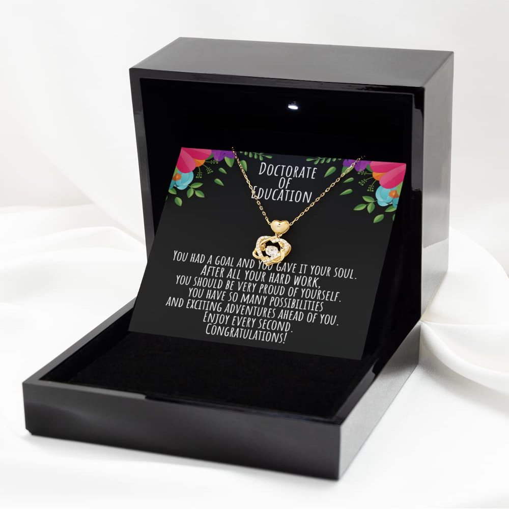 Heart Knot Gold Necklace Luxury Box Doctor of Education Gifts, EDD Graduation Gift, EDD Graduation Gift for Her, Doctor of Education Gift, EDD Mug,