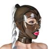 Yilen Latex Hood Mask Holiday Rubber Full Face with Ponytail Wigs Latex Mask (M, Transparent black-wigs) view 1