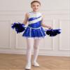 JanJean Girls Cheer Leader Costume Sequin Sleeveless Cheerleading Pom Poms Outfit Halloween Carnival Party Dress Up Royal Blue 16 Years view 2