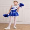 JanJean Girls Cheer Leader Costume Sequin Sleeveless Cheerleading Pom Poms Outfit Halloween Carnival Party Dress Up Royal Blue 16 Years view 3