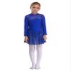 FEESHOW Youth Girls Shiny Rhinestones Mesh Long Sleeves Figure Ice Skating Ballet Dance Leotard Gymnastic Dress Royal Blue 6 Years view 3