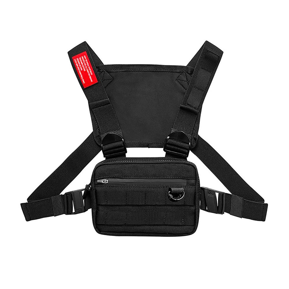 DIOTSR Running Chest Pack, Lightweight Chest Bag for Workout, Running Tactical Backpack with Extra Phone Holder for Outdoors,Cycling (Black)