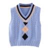 Loloda Little Boys Girls Sweater Vest Argyle Print Tops Knit Vest Toddler Pullovers Tops School Uniform Blue 3-4 Years view 1