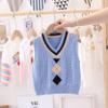 Loloda Little Boys Girls Sweater Vest Argyle Print Tops Knit Vest Toddler Pullovers Tops School Uniform Blue 3-4 Years view 2
