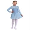 FEESHOW Youth Girls Shiny Rhinestones Mesh Long Sleeves Figure Ice Skating Ballet Dance Leotard Gymnastic Dress Sky Blue 16 Years view 1