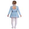 FEESHOW Youth Girls Shiny Rhinestones Mesh Long Sleeves Figure Ice Skating Ballet Dance Leotard Gymnastic Dress Sky Blue 16 Years view 2