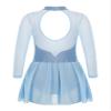 FEESHOW Youth Girls Shiny Rhinestones Mesh Long Sleeves Figure Ice Skating Ballet Dance Leotard Gymnastic Dress Sky Blue 16 Years view 4