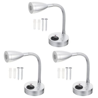 3pcs RV Reading Light gooseneck Task Lights Bedside Lights Wall Mounted LED Spotlight Flexible gooseneck Spotlight LED Table lamp Boat Adjustable arm Light to Rotate Aluminum Base