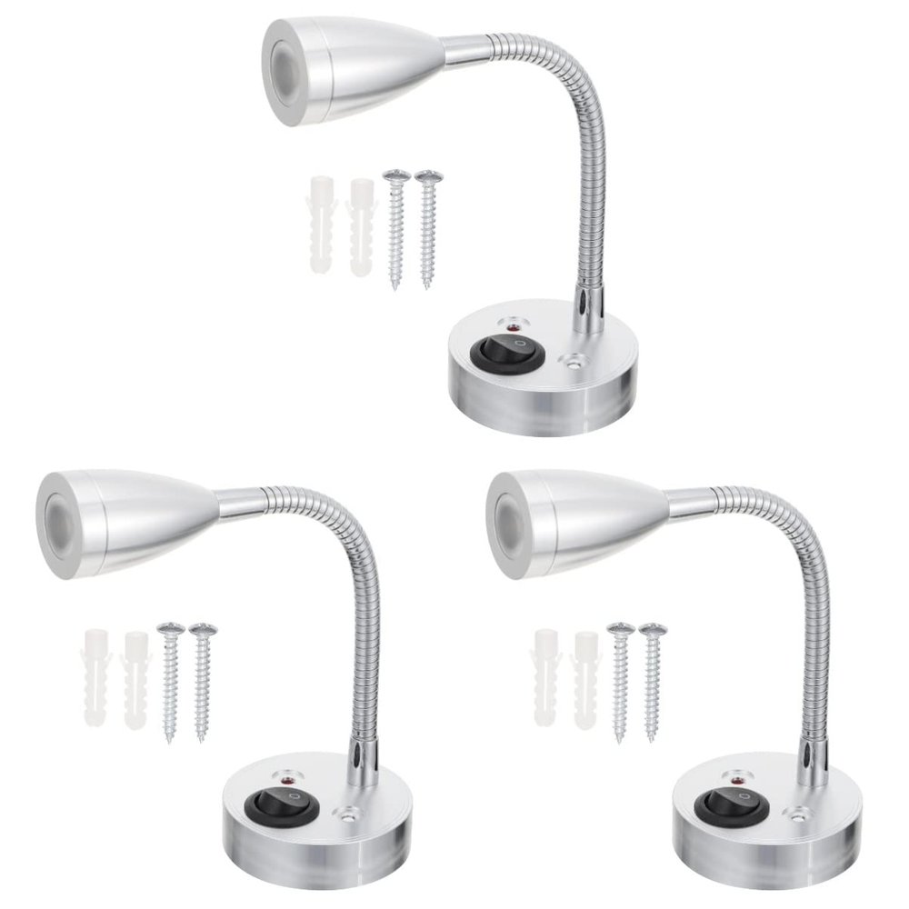 3pcs RV Reading Light gooseneck Task Lights Bedside Lights Wall Mounted LED Spotlight Flexible gooseneck Spotlight LED Table lamp Boat Adjustable arm Light to Rotate Aluminum Base
