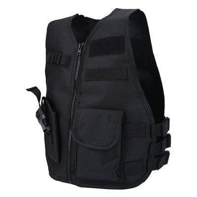 Xximuim Kids Tactical Vest,45CM Adjustable Nylon Children Outdoor Game Vest t with Multiple Pouches for Playing Game CS(Black)