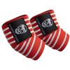 Gymreapers Weightlifting Elbow Wraps (1 Pair) - Flexible 40'' Elbow Compression Strap & Joint Support Brace - For Bench Press, Powerlifting, and Pressing (Red/White) view 1