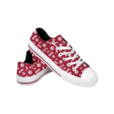 FOCO Alabama Crimson Tide NCAA Womens Low Top Repeat Print Canvas Shoe - 7