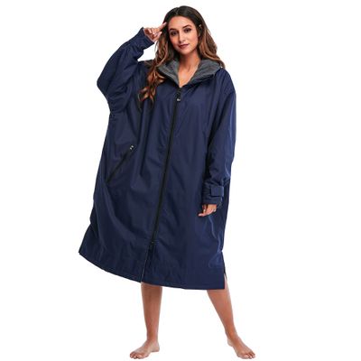 Adult Changing Robe, KUYUSHOP Surf Robe Dry Poncho Hooded Towel Oversized Coat Fleece Lining Thermal Swim Parka Weatherproof Long Sleeve Surfing Poncho with Hood For Watersports, Swimming, Surfing