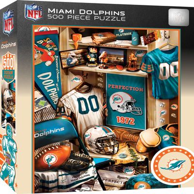 MasterPieces Game Day 500 Piece Jigsaw Puzzle for Adults - NFL Miami Dolphins Locker Room - 15"x21"