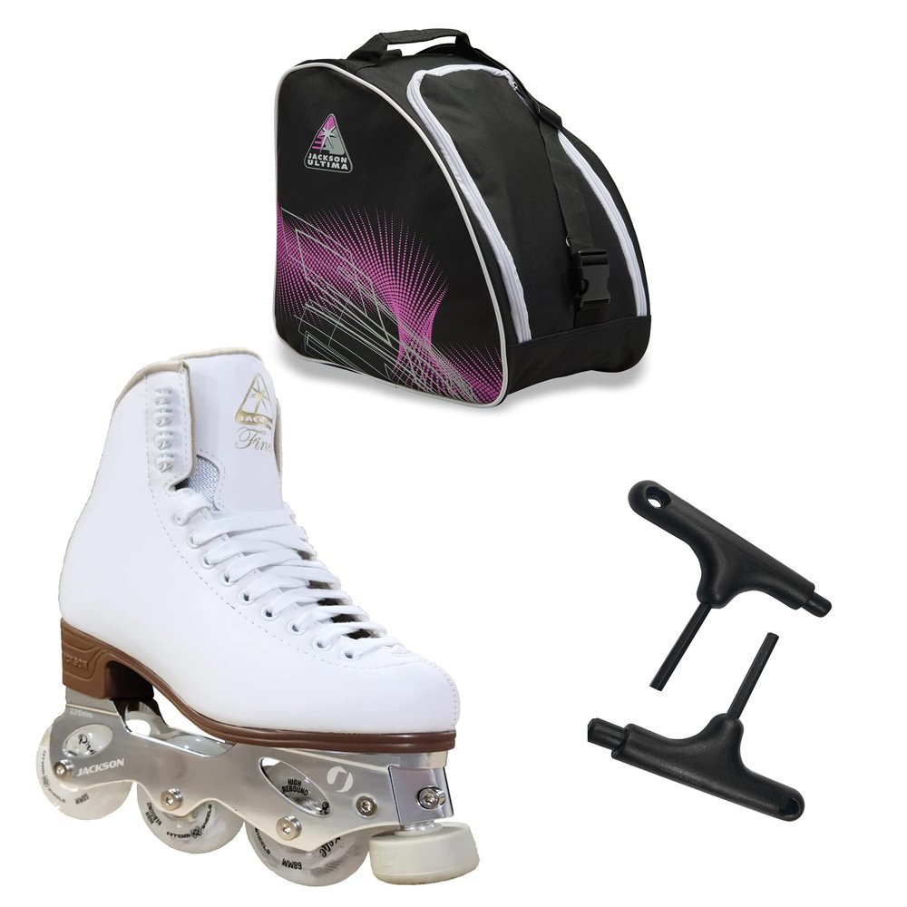 Jackson Utima Inline Roller Skates/White Finesse Women's Size 6 / Bundle with Bag JL350 and Wrench Tool 2pcs / JUST LAUNCHED 2022