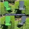Lawn Chair Folding Steel Webbing Chaise Patio Lounger Seat Wood Handles Great for Camping, Beach, Fishing, Backyard, Stadium, Pool, Boating, and Sports 2 Pack Green view 3