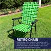 Lawn Chair Folding Steel Webbing Chaise Patio Lounger Seat Wood Handles Great for Camping, Beach, Fishing, Backyard, Stadium, Pool, Boating, and Sports 2 Pack Green view 4