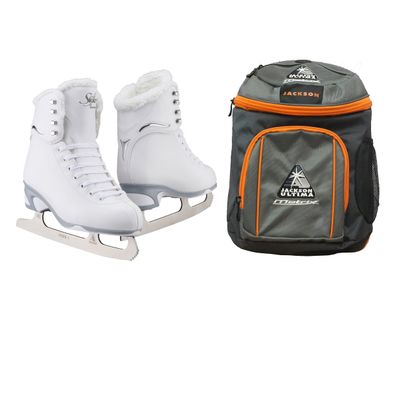 Jackson Ultima Finesse JS184 Figure Ice Skates for Women Bundle with Guardog Skate Guards, Jackson Skate Backpack/Skates Color: Fleece/Width: Medium/Size: Toddler 8 (Kid's)