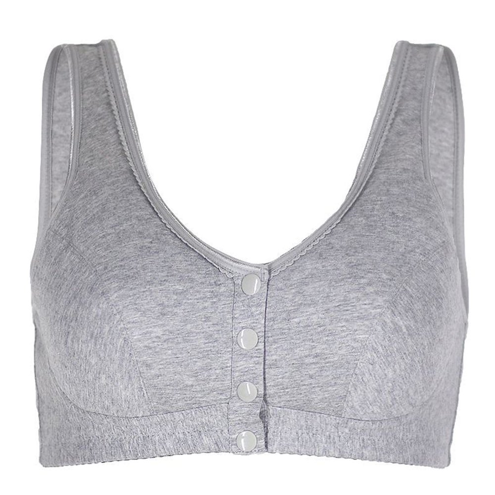 Telusu Elderly Women's Cotton Mastectomy Bras No Underwire Front Closure Breast Prosthesis Pocket Sports Bra Underwear (Color : Gray, Size : 95/42ABC)
