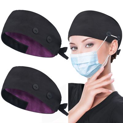 ABAMERICA Working Caps with Button and Sweatband, Adjustable Working Hats for Women Men, One Size (Tie Back or Toggle)