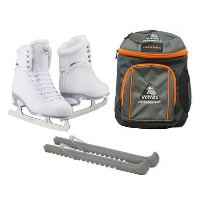 Jackson Ultima Finesse JS184 Figure Ice Skates for Women Bundle with Guardog Skate Guards, Jackson Skate Backpack/Skates Color: Fleece/Width: Medium/Size: Toddler 8 (Kid's)