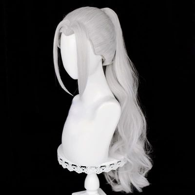 TO KU TOO YUO Game Cosplay Wigs Silver Gray Long With Ponytail Clips Heat Resistant Synthetic Hair Anime Wig