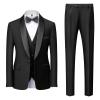 Men's Slim Fit 3 Piece Suit Single Breasted Jacket Blazer Vest Pants Set Wedding Prom Shawl Lapel Tuxedo Suits (Black,Small) view 1