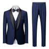 Men's Slim Fit 3 Piece Suit Single Breasted Jacket Blazer Vest Pants Set Wedding Prom Shawl Lapel Tuxedo Suits (Dark Blue,5X-Large) view 1