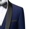 Men's Slim Fit 3 Piece Suit Single Breasted Jacket Blazer Vest Pants Set Wedding Prom Shawl Lapel Tuxedo Suits (Dark Blue,5X-Large) view 3