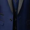 Men's Slim Fit 3 Piece Suit Single Breasted Jacket Blazer Vest Pants Set Wedding Prom Shawl Lapel Tuxedo Suits (Dark Blue,5X-Large) view 4