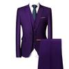 Men's Regular Fit 3 Piece Suit Set Two Button Solid Business Blazer Vest Pants Casual Slim Fit Groomsmen Wedding Suits (Purple,XX-Large) view 1