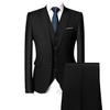 Men's Regular Fit 3 Piece Suit Set Two Button Solid Business Blazer Vest Pants Casual Slim Fit Groomsmen Wedding Suits (Black,Medium) view 1