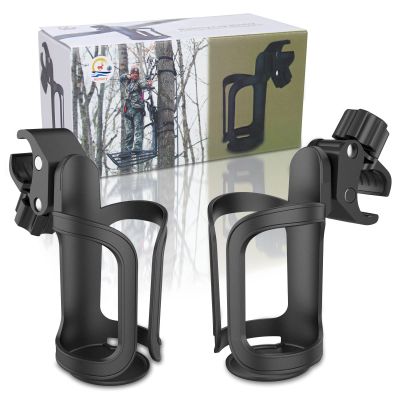 Huntury Cup Holder for Treestand Hunting, Easy Clamps On Tree Stand Or Climbing Sticks, Bottle Holder for Hunting, Install No Drilling Or Tool Needed Package of 2