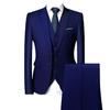 Maiyifu-GJ Men's Regular Fit 3 Piece Suit Set Two Button Solid Business Blazer Vest Pants Casual Slim Fit Groomsmen Wedding Suits (Dark Blue,Medium) view 1