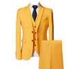 Men's Regular Fit 3 Piece Suit Set Two Button Solid Business Blazer Vest Pants Casual Slim Fit Groomsmen Wedding Suits (Yellow,3X-Large) view 1