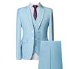 Men's Regular Fit 3 Piece Suit Set Two Button Solid Business Blazer Vest Pants Casual Slim Fit Groomsmen Wedding Suits (Light Blue,Large) view 1