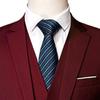 Men's Regular Fit 3 Piece Suit Set Two Button Solid Business Blazer Vest Pants Casual Slim Fit Groomsmen Wedding Suits (Dark Red,Small) view 2