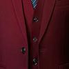 Men's Regular Fit 3 Piece Suit Set Two Button Solid Business Blazer Vest Pants Casual Slim Fit Groomsmen Wedding Suits (Dark Red,Small) view 3