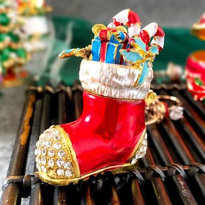 Christmas Collection Figurines Jewelry Trinket Box Hinged Hand Painted Storage Box Ring Holder Home Dresser Decor Wedding Gift (Color : E)